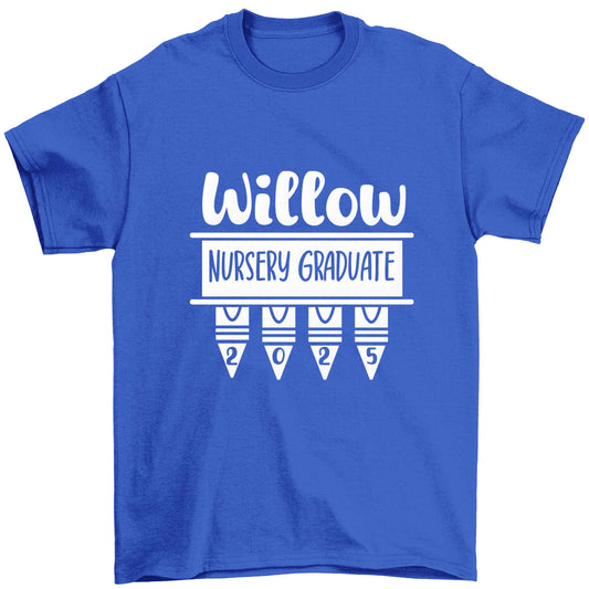 Personalised nursery graduate 2025 Children's blue Tshirt 12-13 Years