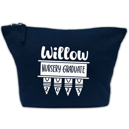 Personalised nursery graduate 2025 navy makeup bag