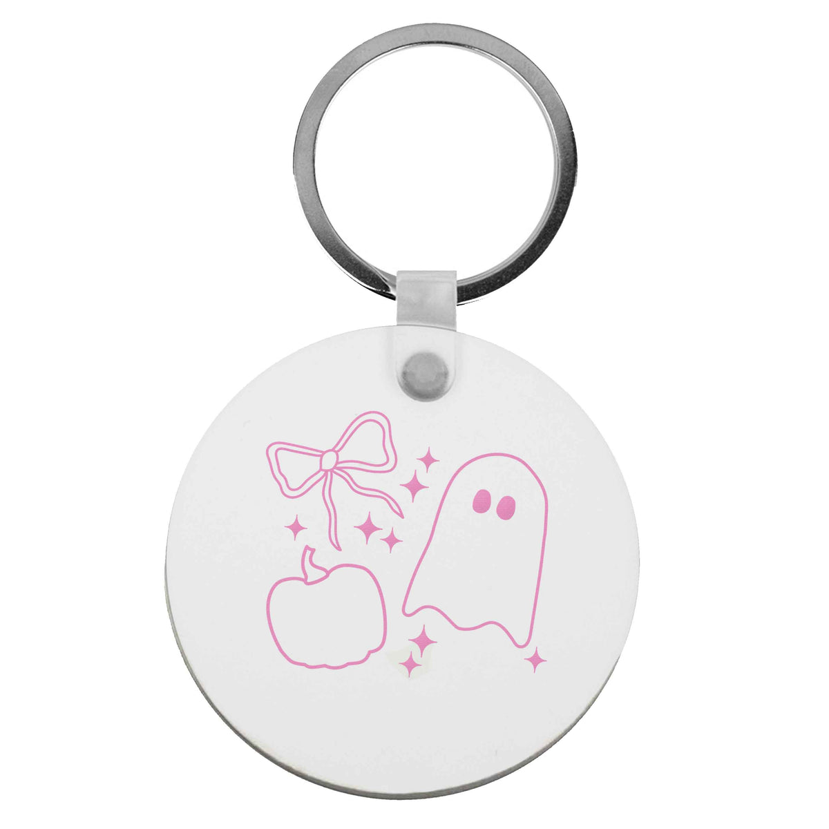 Ghost, bow and pumpkin illustration | Keyring