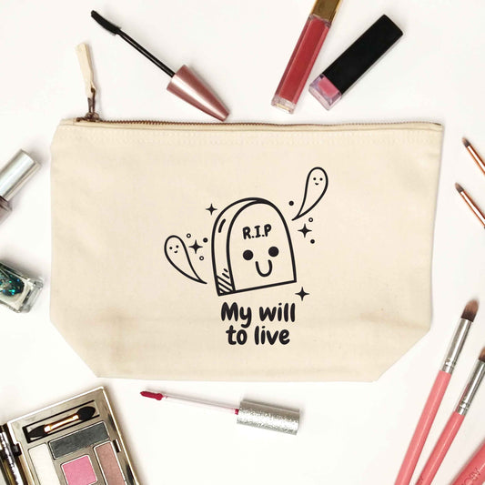 RIP My will to live natural makeup bag