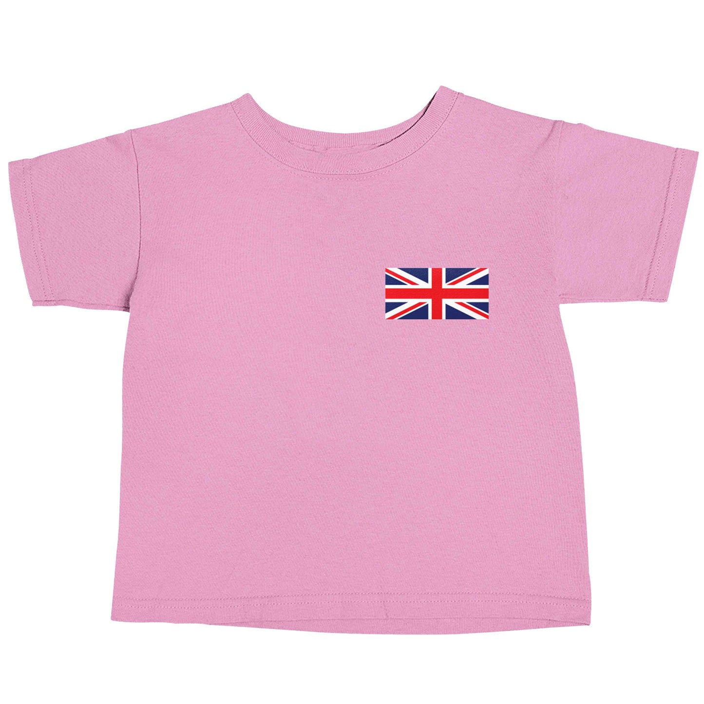 Union Jack flag pocket design light pink baby toddler Tshirt 2 Years