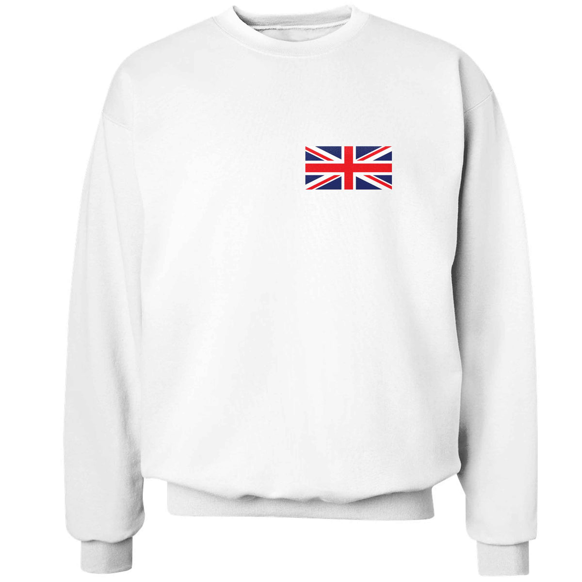 Union Jack flag pocket design adult's unisex white sweater 2XL
