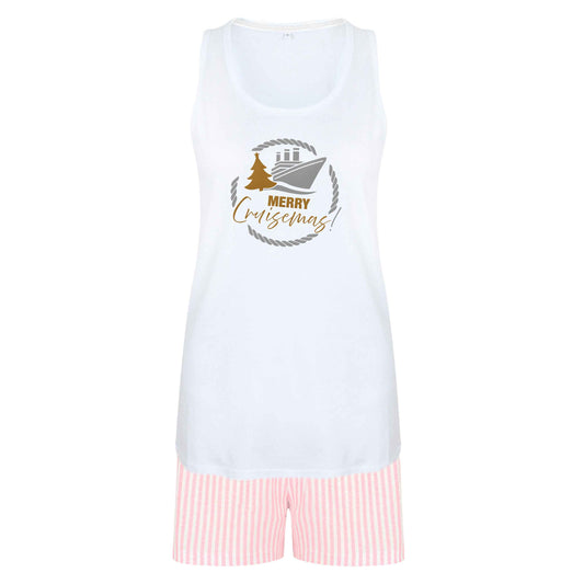 Merry cruismas size XL women's pyjama shorts set in pink