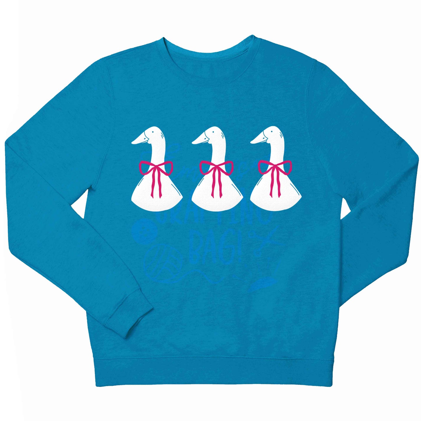 Three geese illustration children's blue sweater 12-13 Years