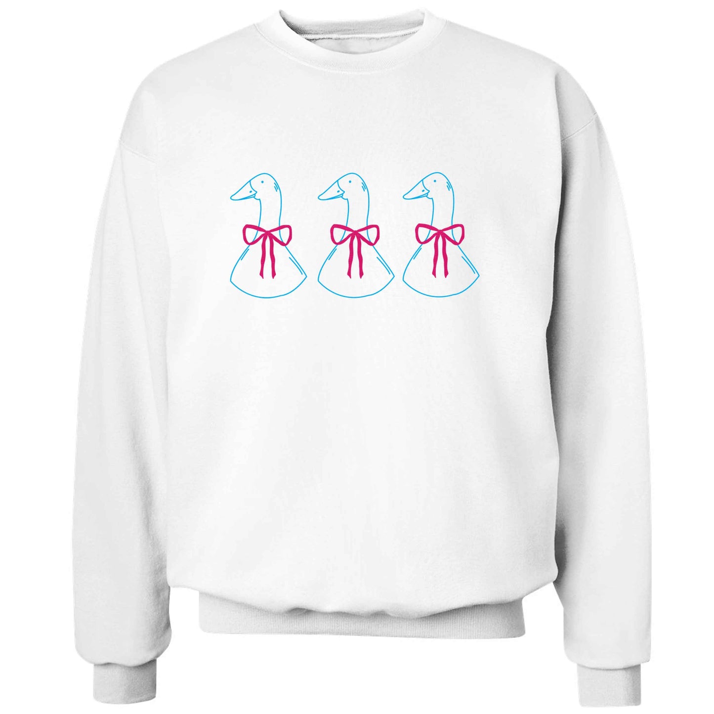 Three geese illustration adult's unisex white sweater 2XL