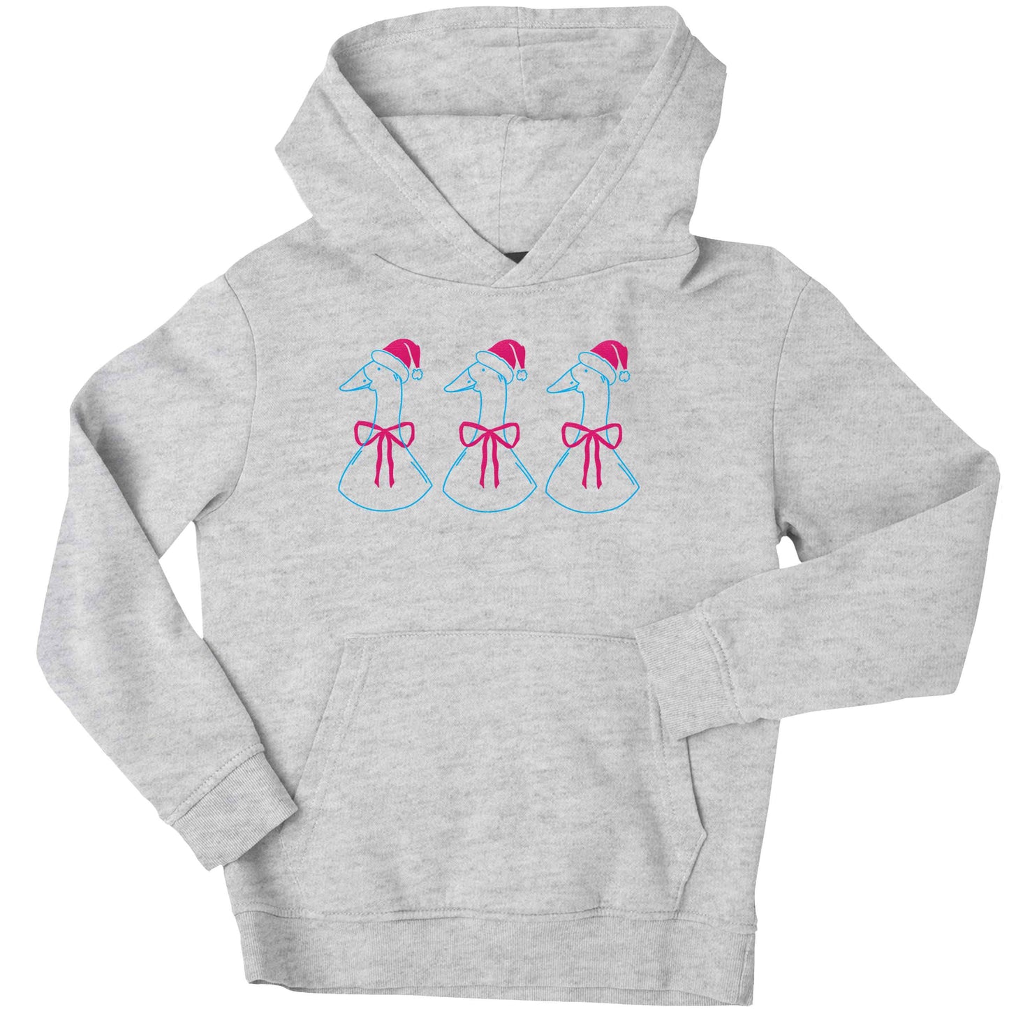 Christmas geese children's grey hoodie 12-13 Years
