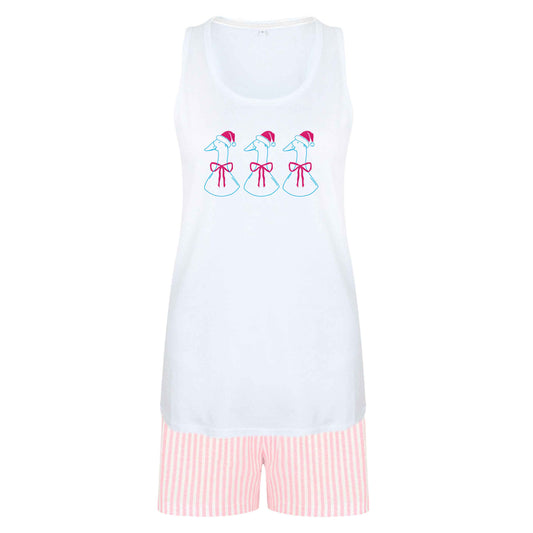 Christmas geese size XL women's pyjama shorts set in pink