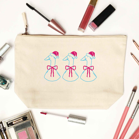 Christmas geese natural makeup bag