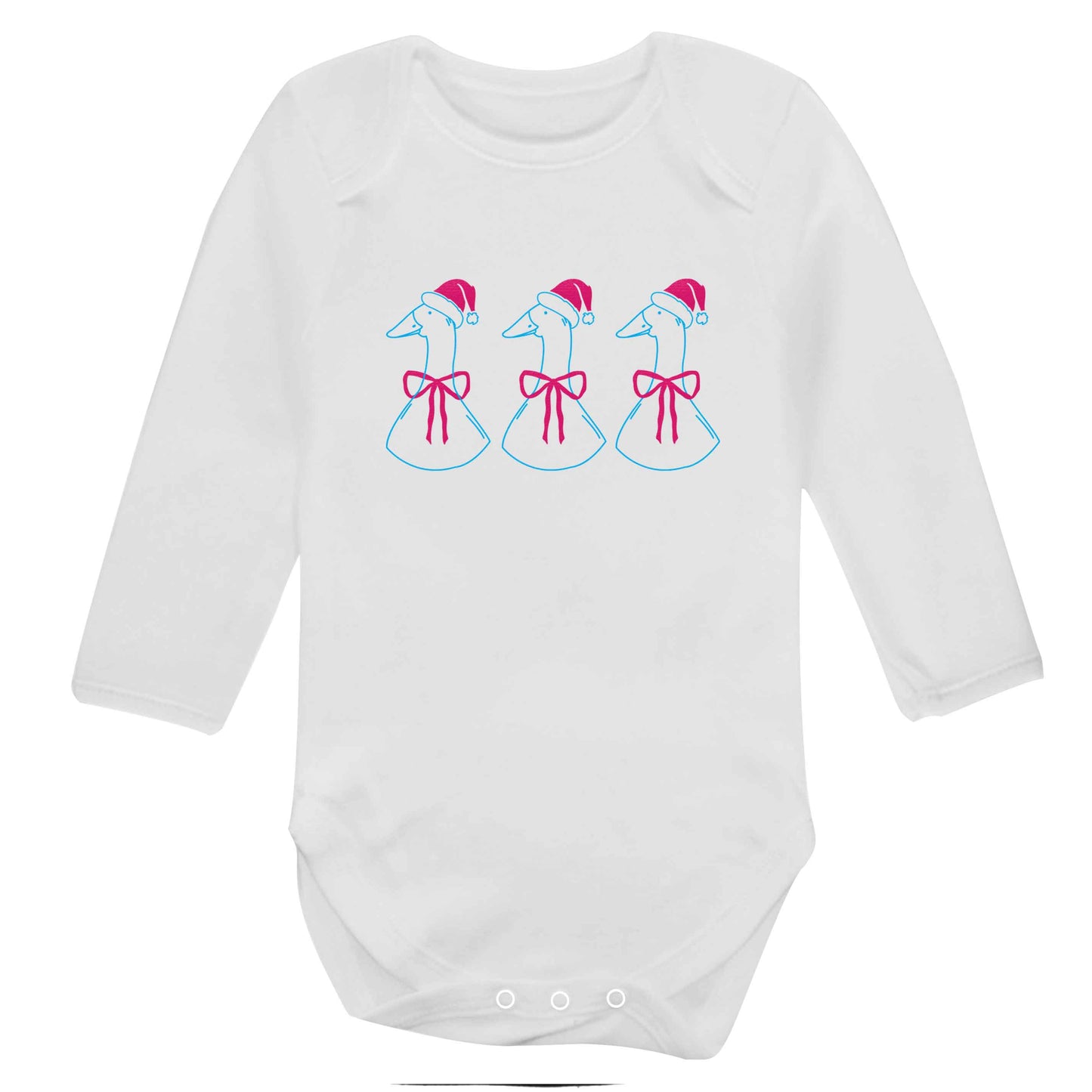 Christmas geese baby bodysuit long sleeved white 6-12 months