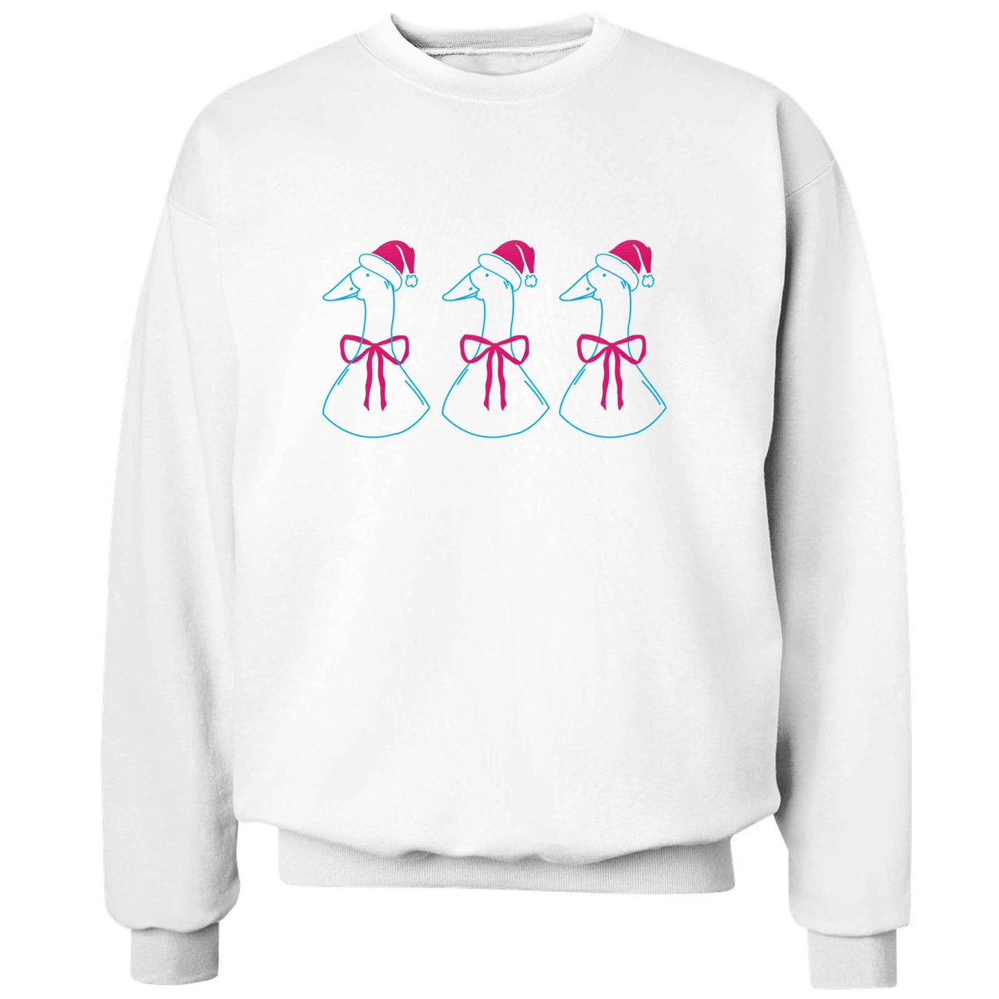 Christmas geese adult's unisex white sweater 2XL