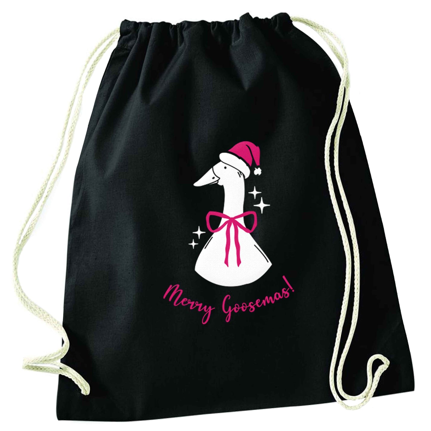 Merry goosemas black drawstring bag