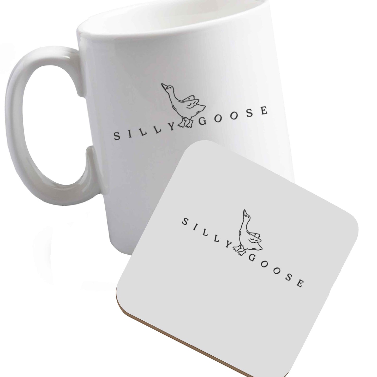 10 oz Ceramic mug and coaster Silly goose both sides