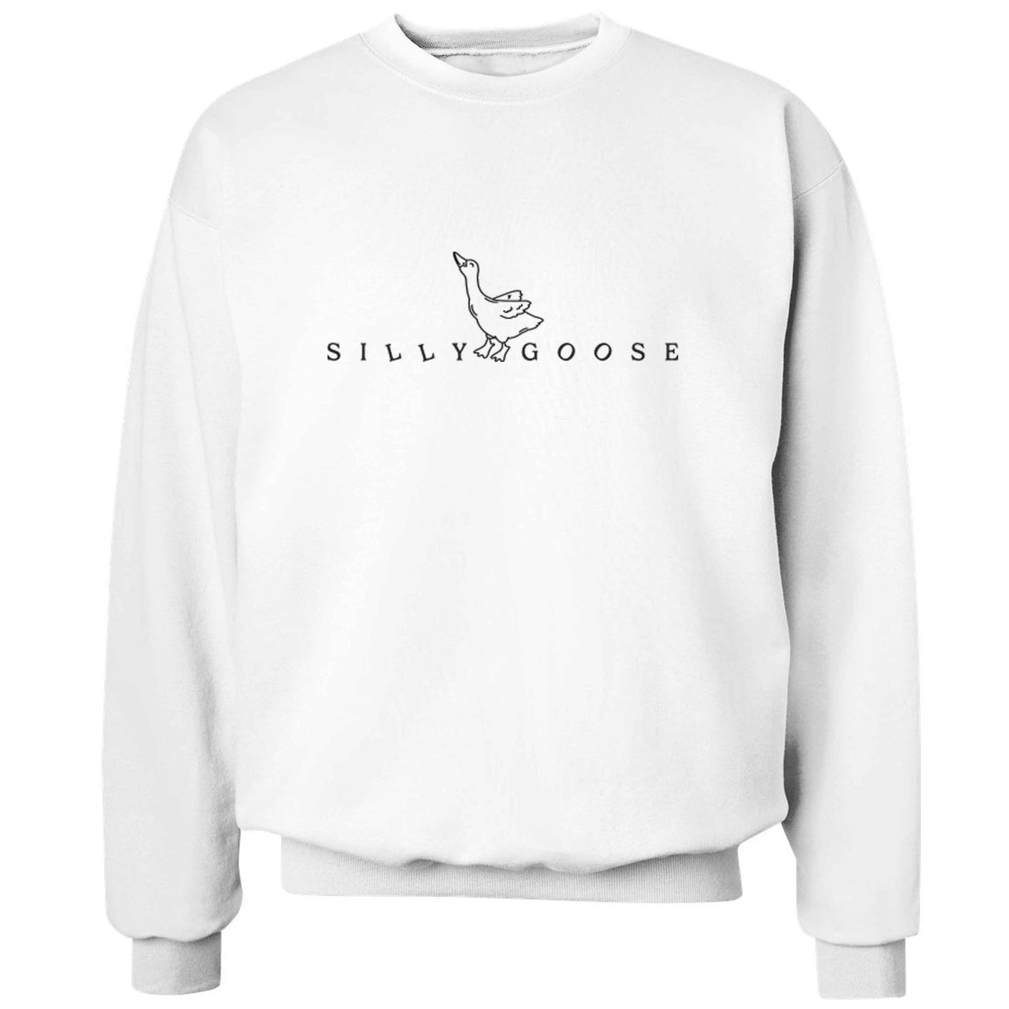 Silly goose adult's unisex white sweater 2XL