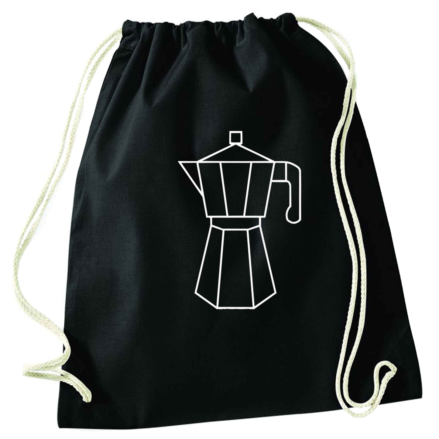 Mokka pot black drawstring bag