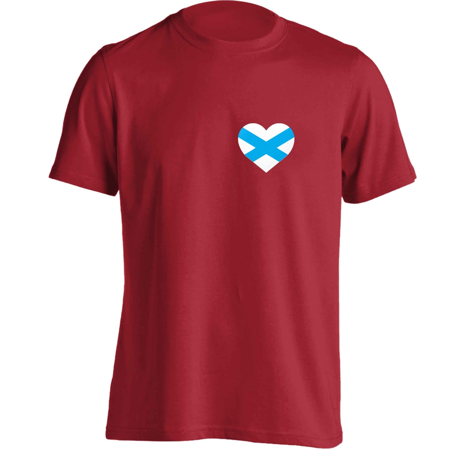 Scottish flag heart - pocket design adults unisex red Tshirt 2XL