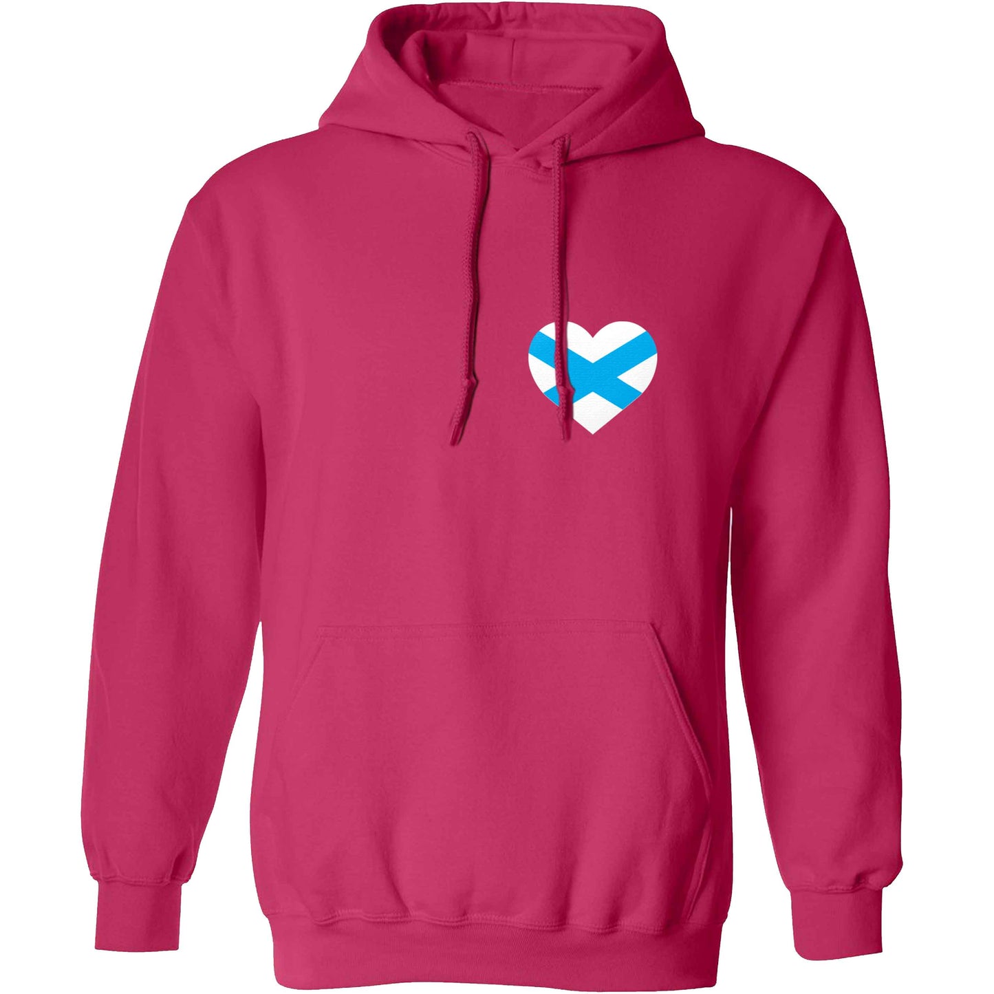 Scottish flag heart - pocket design adults unisex pink hoodie 2XL