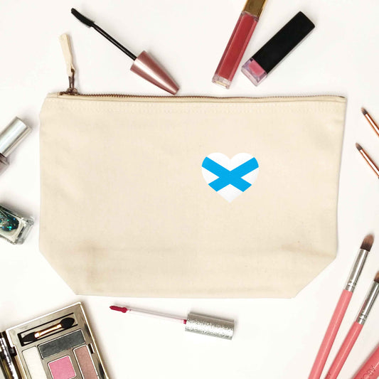 Scottish flag heart - pocket design natural makeup bag