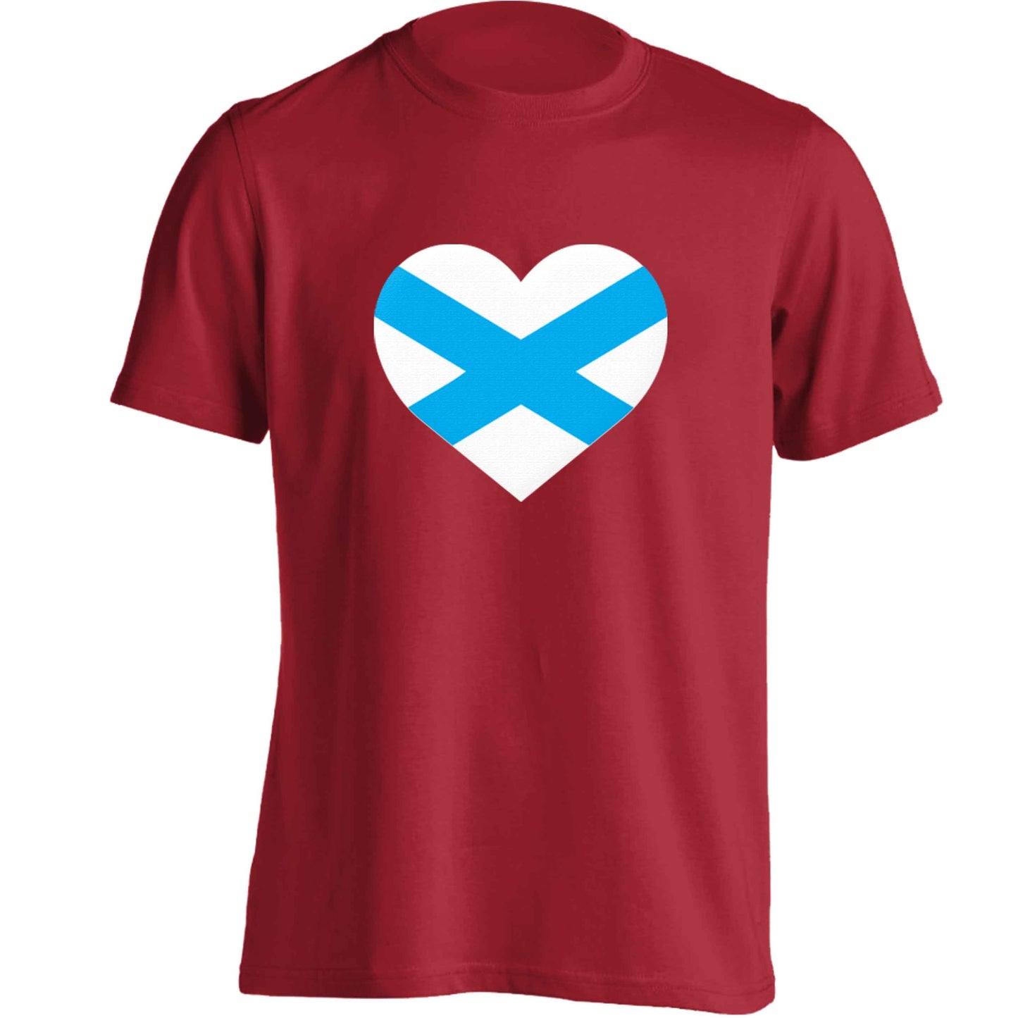 Scottish Saltire heart flag adults unisex red Tshirt 2XL