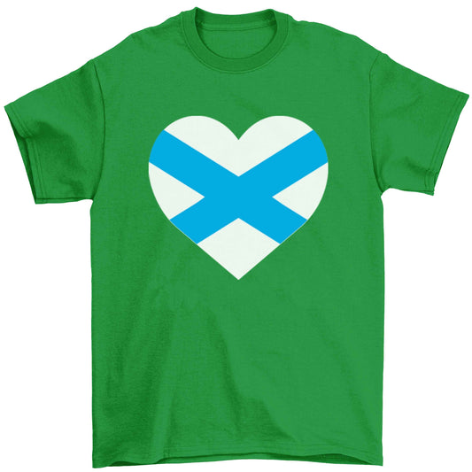 Scottish Saltire heart flag Children's green Tshirt 12-13 Years