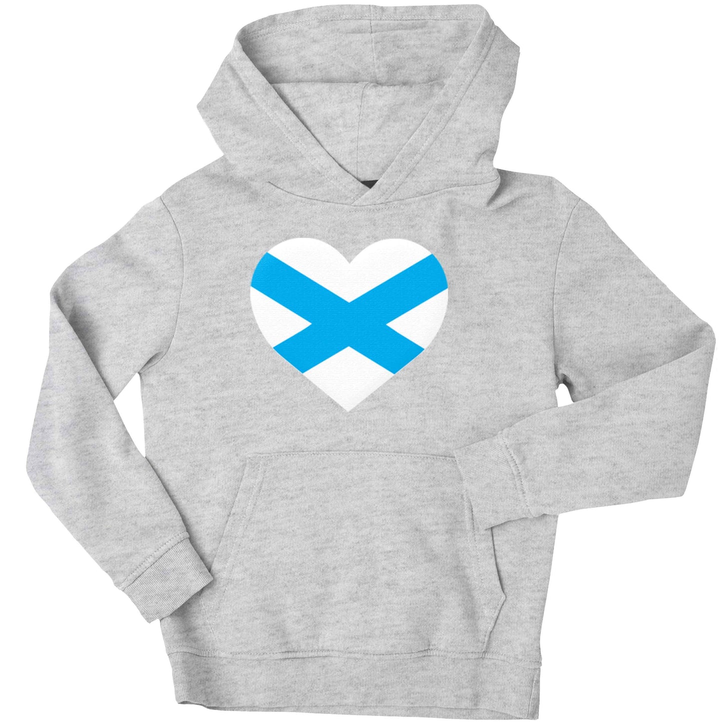 Scottish Saltire heart flag children's grey hoodie 12-13 Years