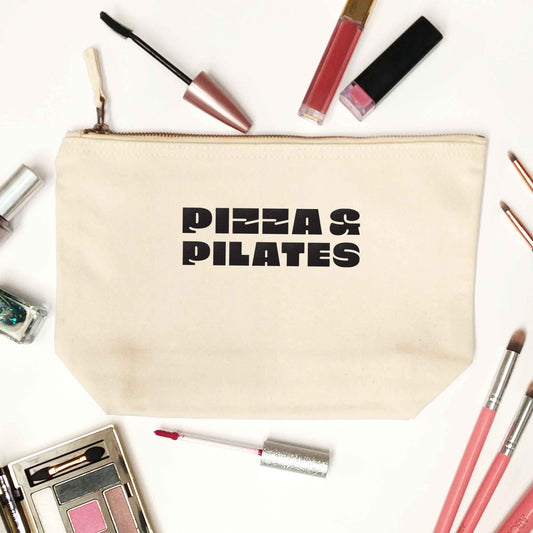 Pizza and pilates natural makeup bag