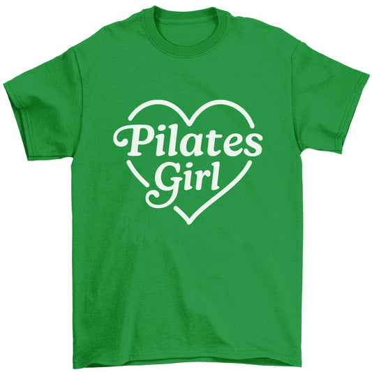 Pilates girl heart design Children's green Tshirt 12-13 Years