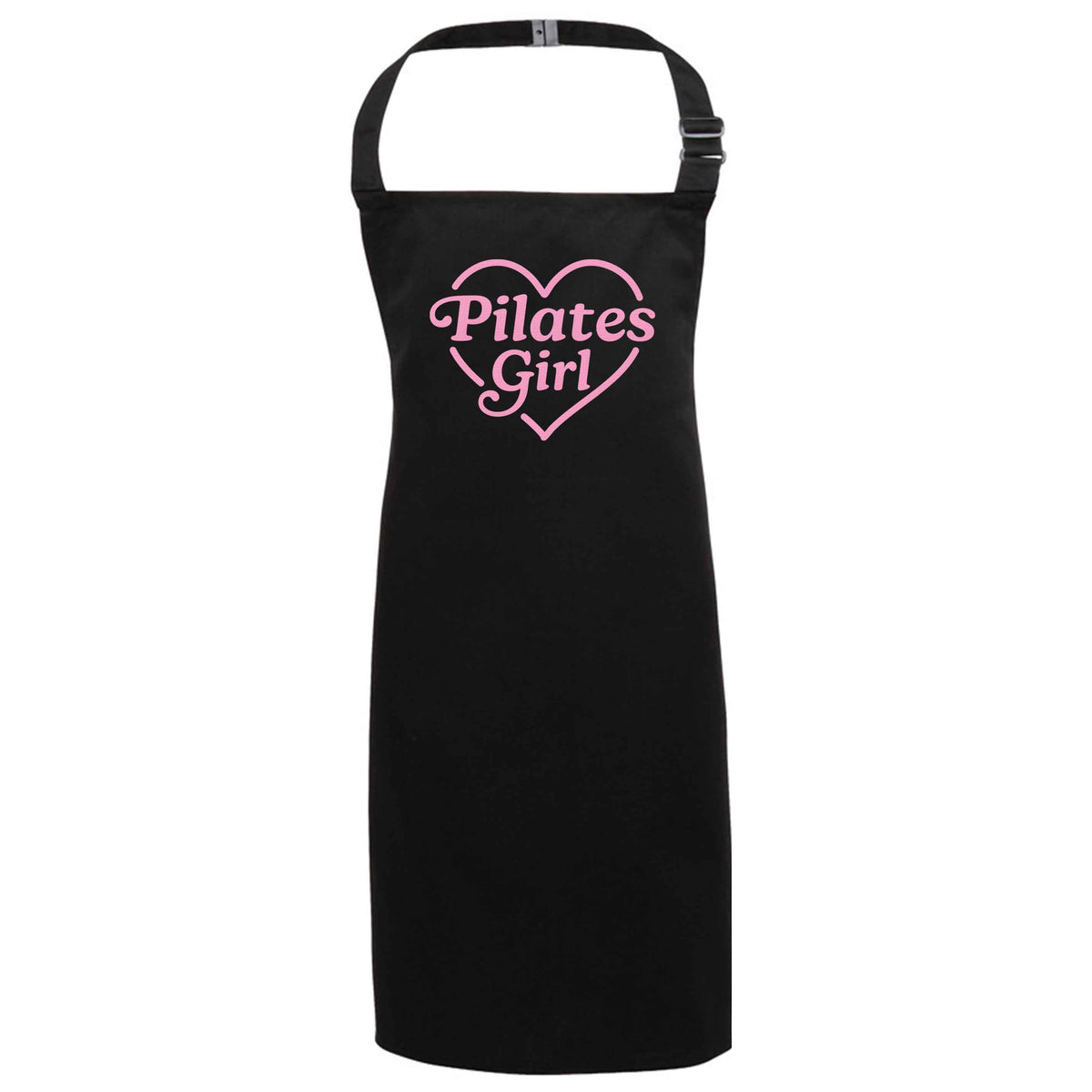 Pilates girl heart design black apron 7-10 years