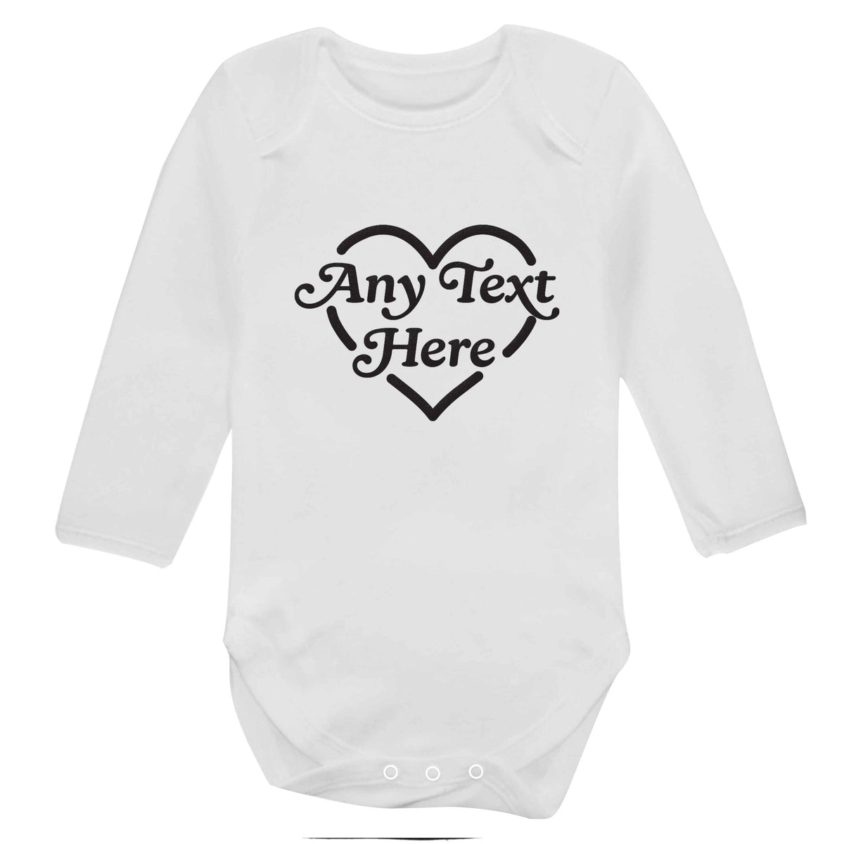 Any text inside heart baby bodysuit long sleeved white 6-12 months