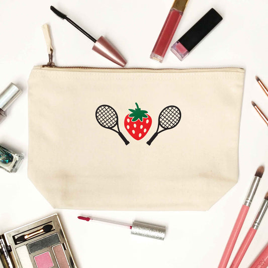Strawberry and tennis natural makeup bag