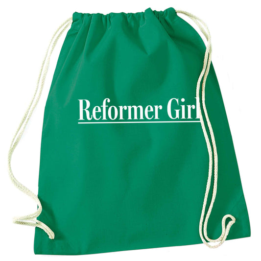 Reformer girl green drawstring bag