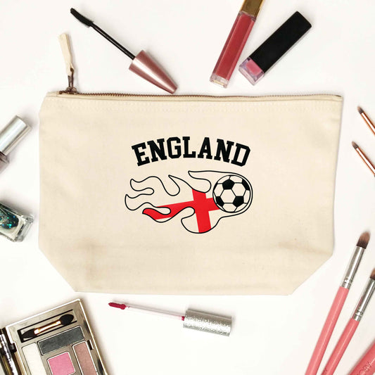 Flaming football England flag natural makeup bag