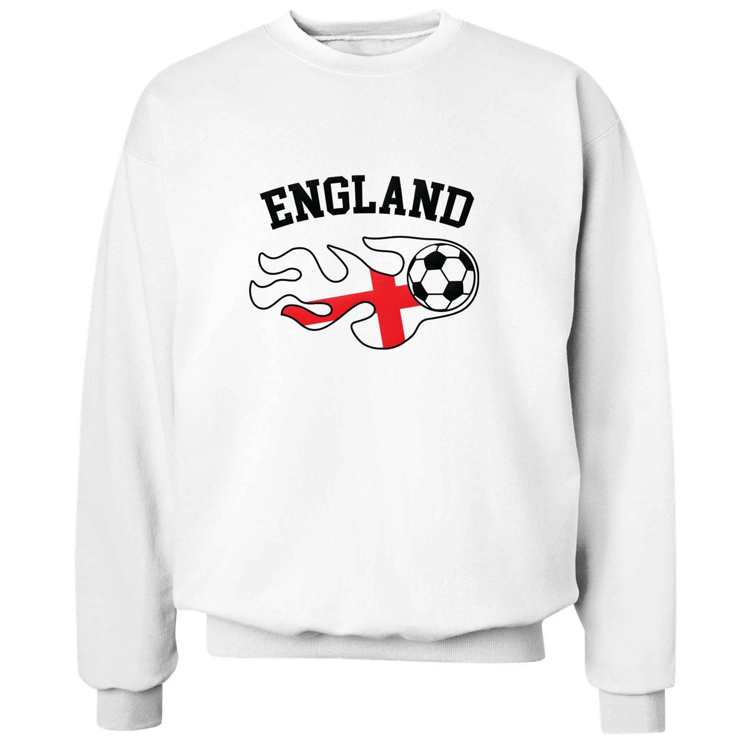 Flaming football England flag adult's unisex white sweater 2XL