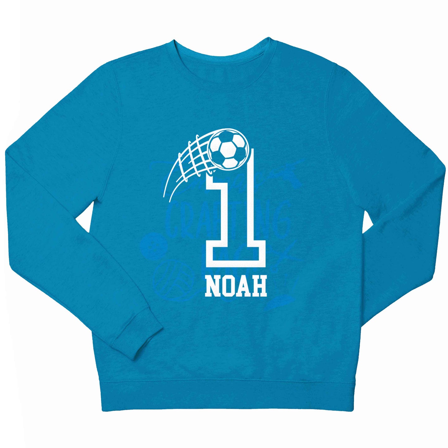 Personalised football number children's blue sweater 12-13 Years