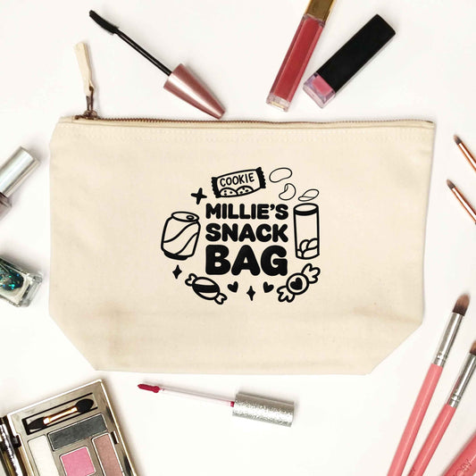 Personalised snack bag natural makeup bag