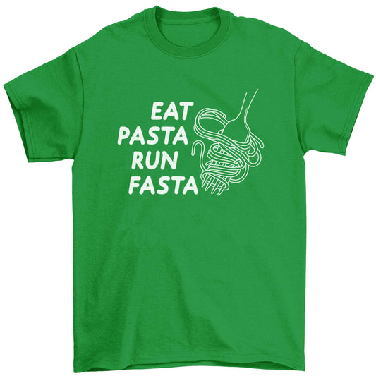 Eat pasta run fasta Children's green Tshirt 12-13 Years