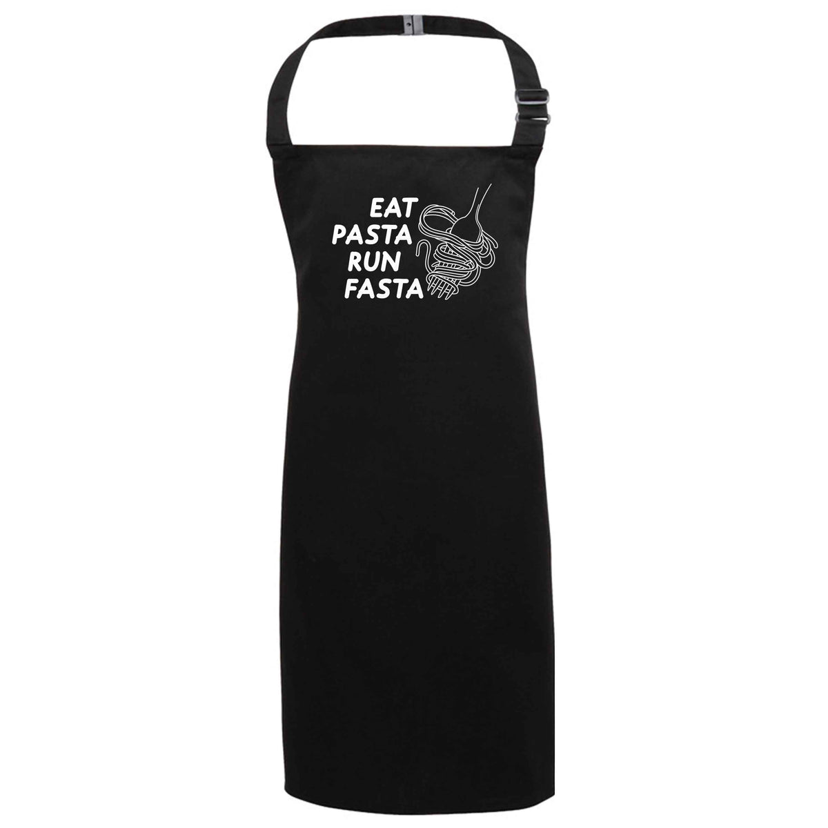 Eat pasta run fasta black apron 7-10 years