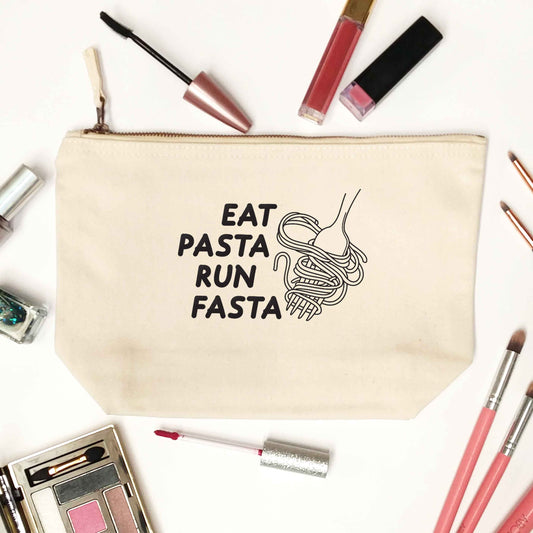 Eat pasta run fasta natural makeup bag