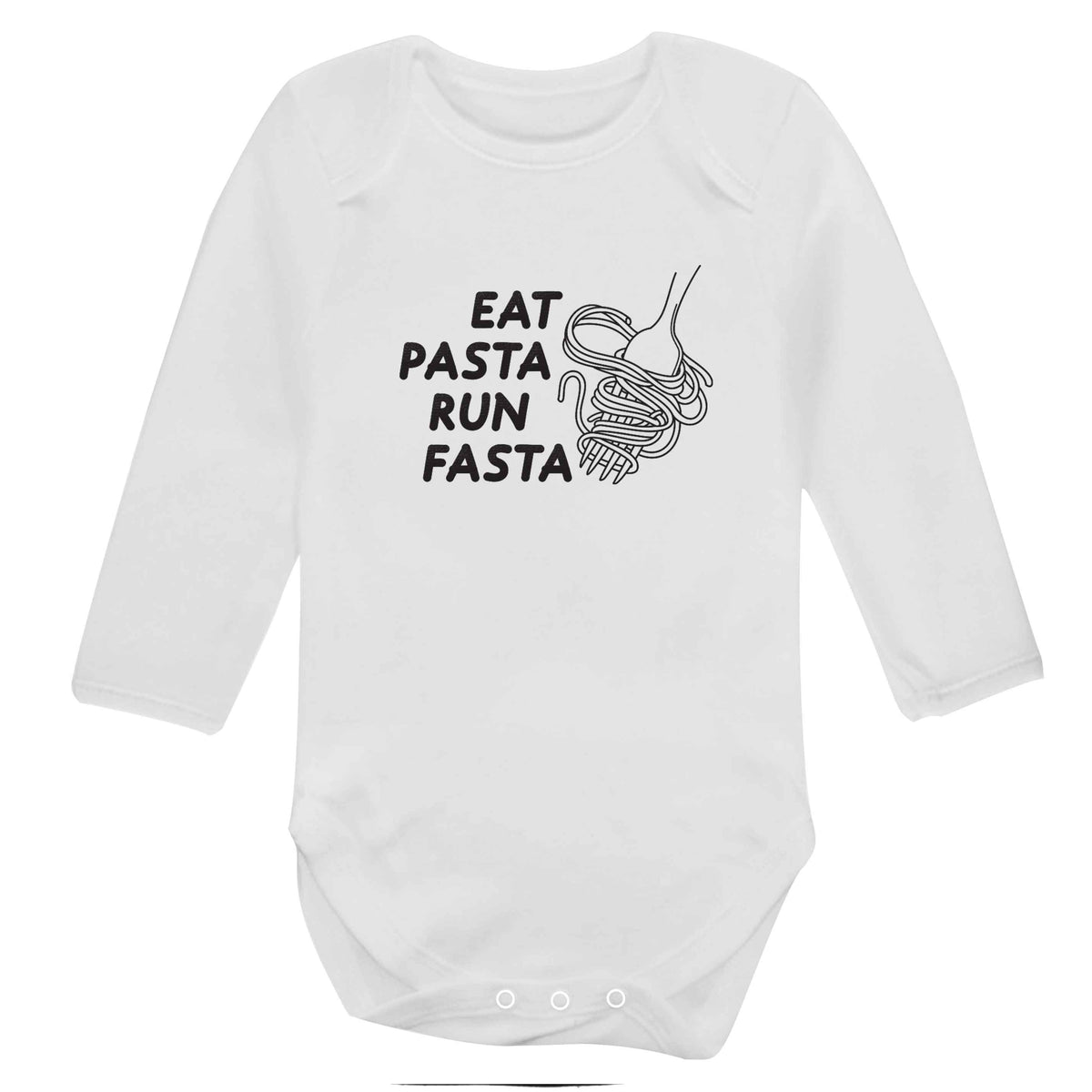 Eat pasta run fasta baby bodysuit long sleeved white 6-12 months
