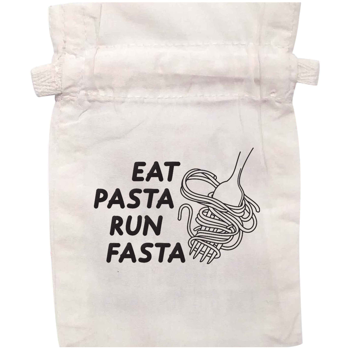 Eat pasta run fasta | XS - L | Pouch / Drawstring bag / Sack | Organic Cotton | Bulk discounts available!