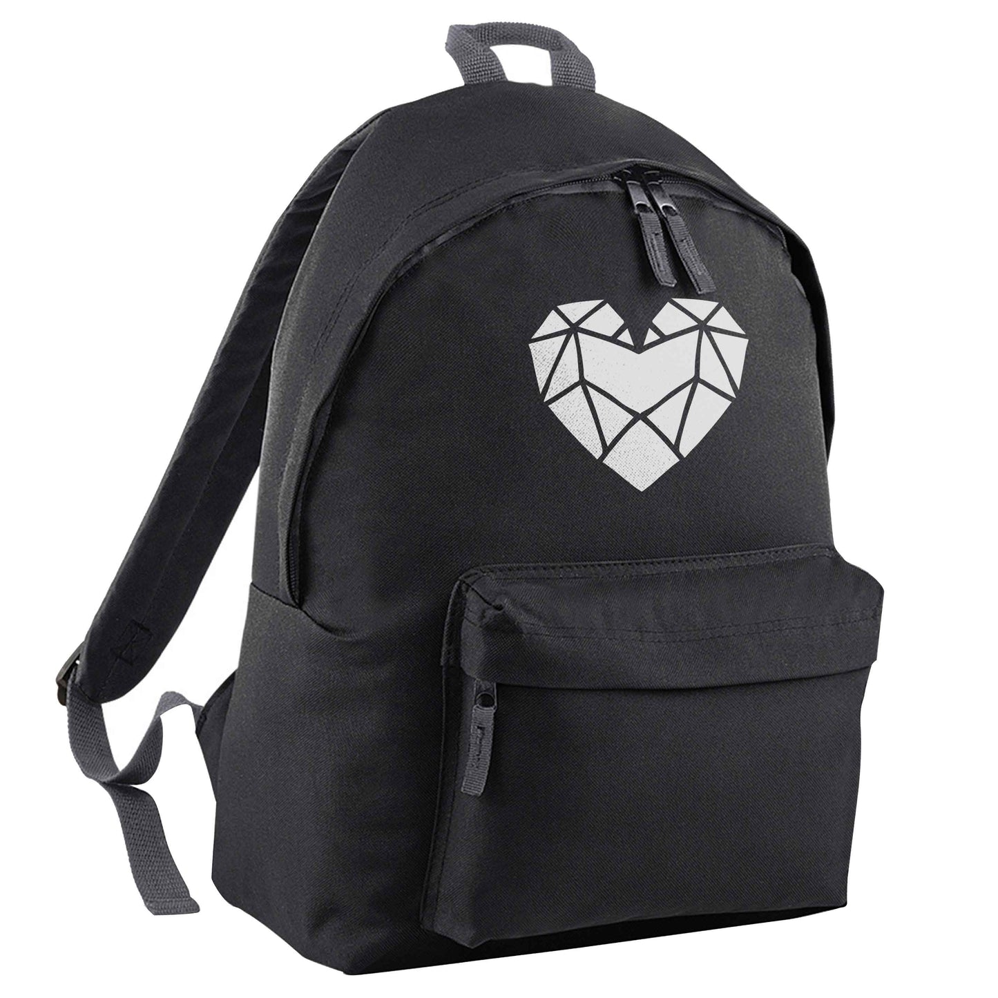 Geometric heart black adults backpack