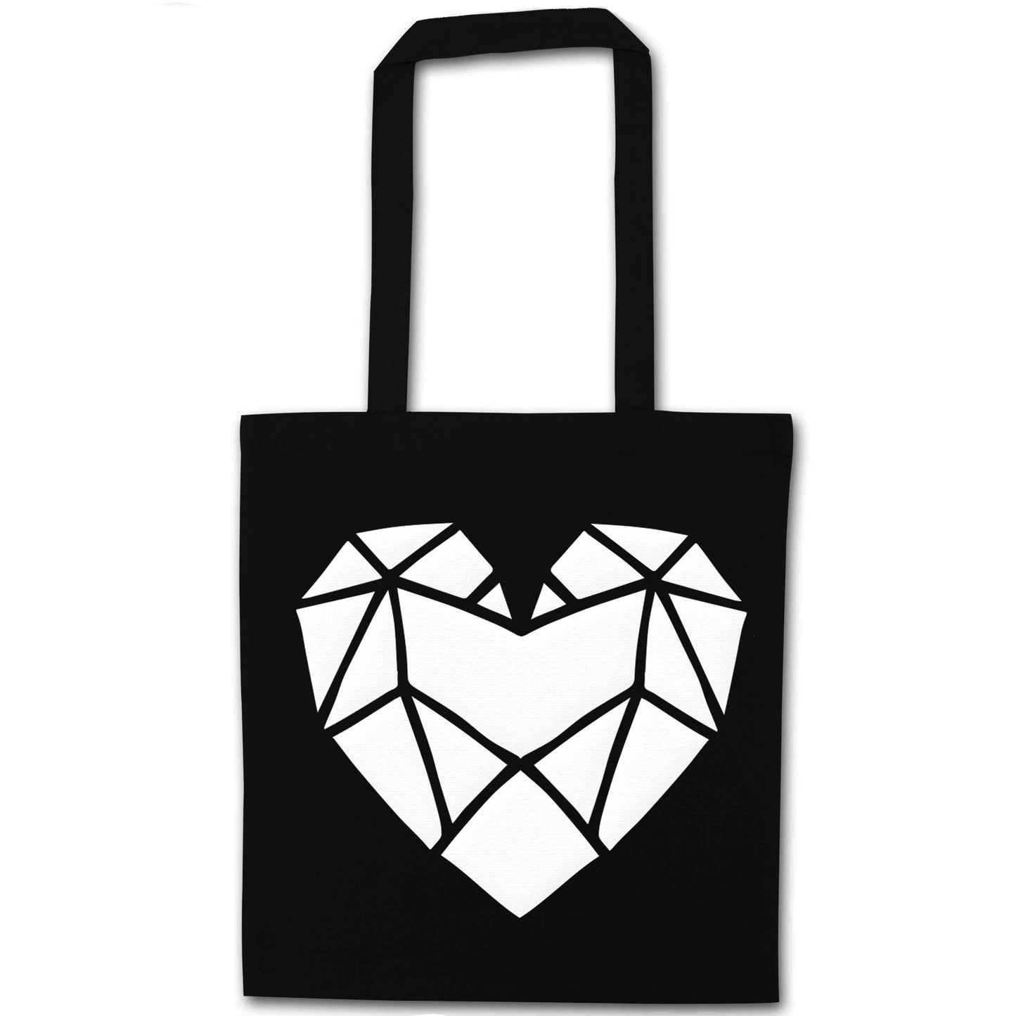 Geometric heart black tote bag