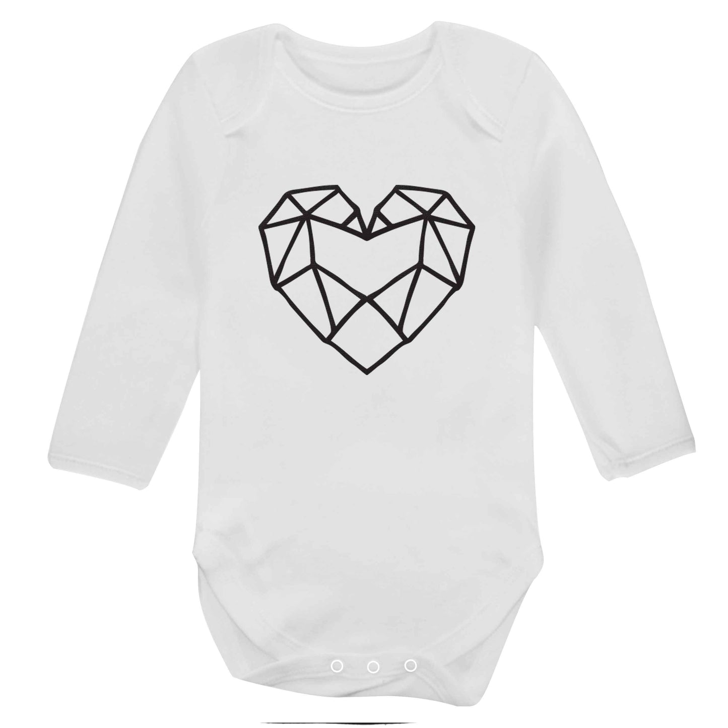 Geometric heart baby bodysuit long sleeved white 6-12 months