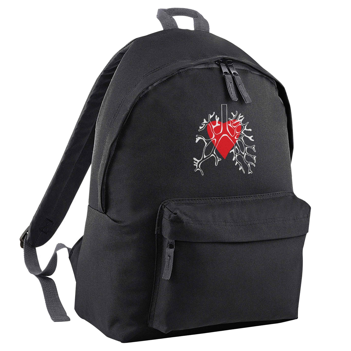 Lungs and heart illustration black adults backpack