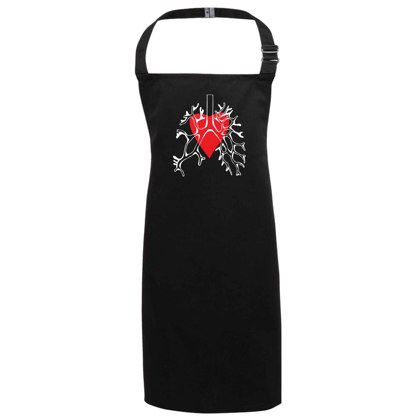 Lungs and heart illustration black apron 7-10 years