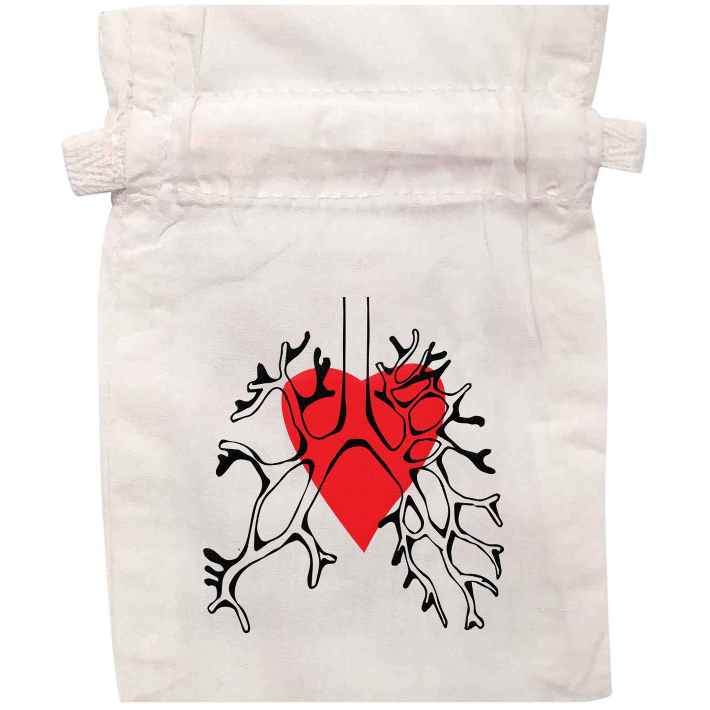 Lungs and heart illustration | XS - L | Pouch / Drawstring bag / Sack | Organic Cotton | Bulk discounts available!