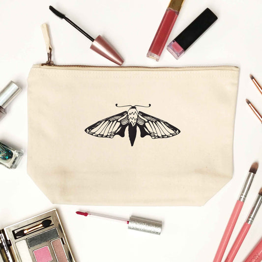 Moth illustration natural makeup bag