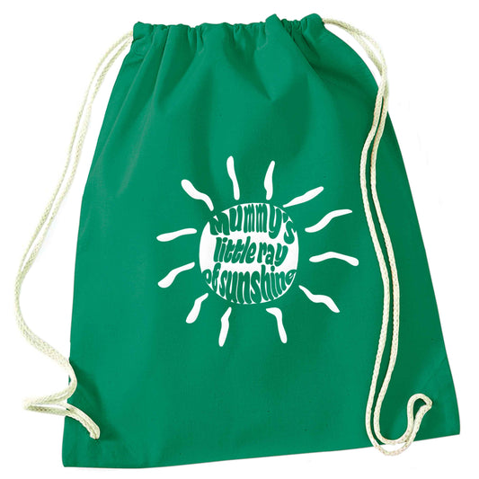 Mummy's little ray of sunshine green drawstring bag