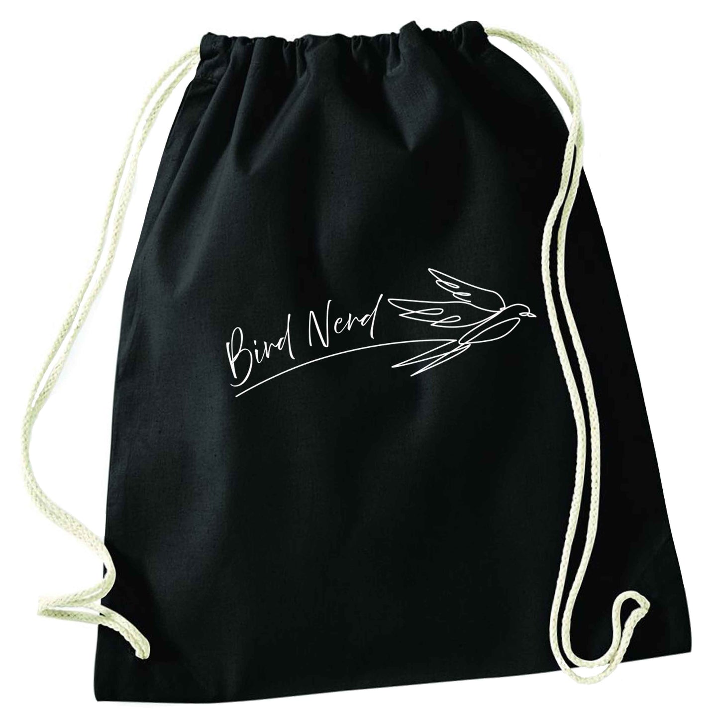 Bird nerd black drawstring bag