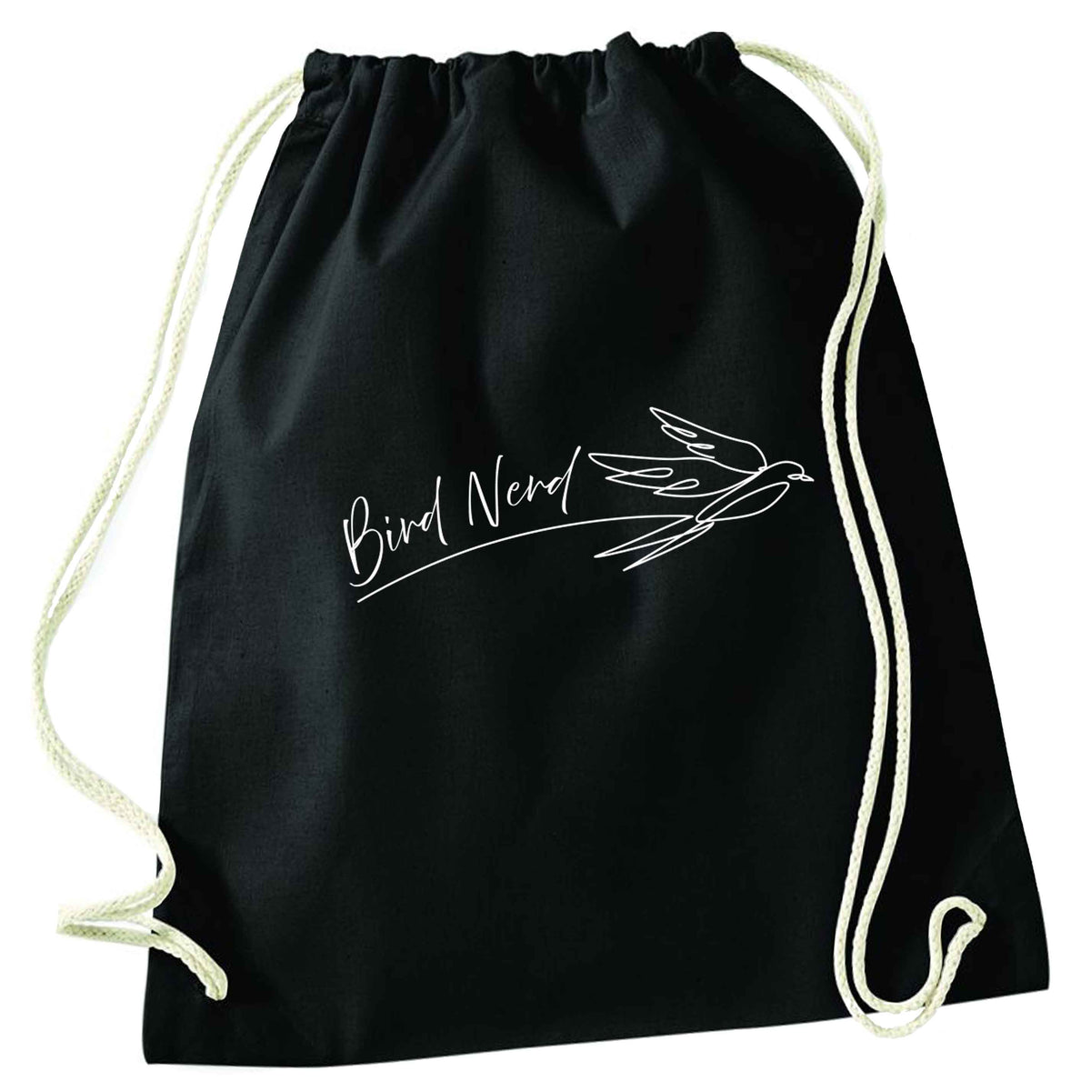Bird nerd black drawstring bag