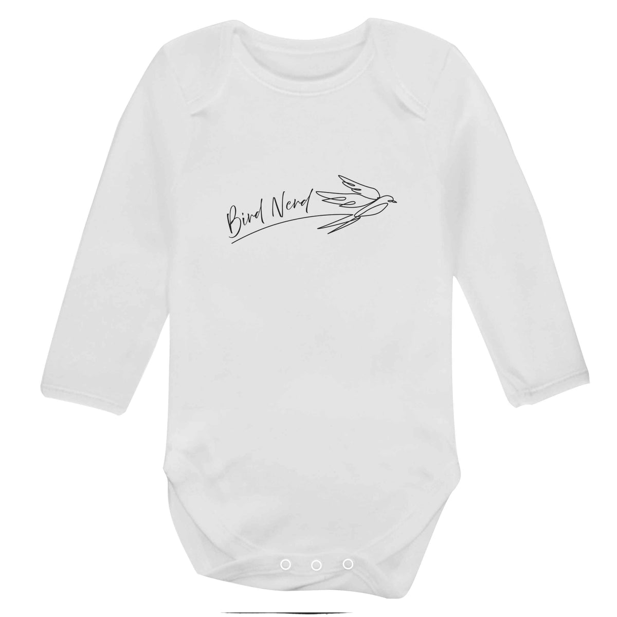 Bird nerd baby bodysuit long sleeved white 6-12 months